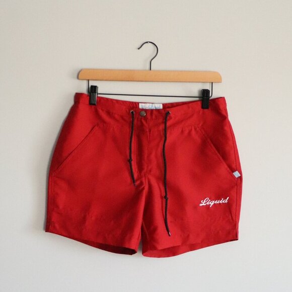 Liquid Boys Sz 10 Red Kids Swim Casual Drawstring Pocket Summer Shorts - Picture 1 of 11
